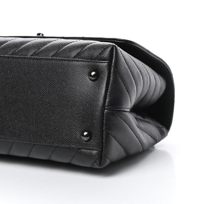 Chanel Caviar Chevron Quilted Small Coco Handle Flap So Black 10 of 10