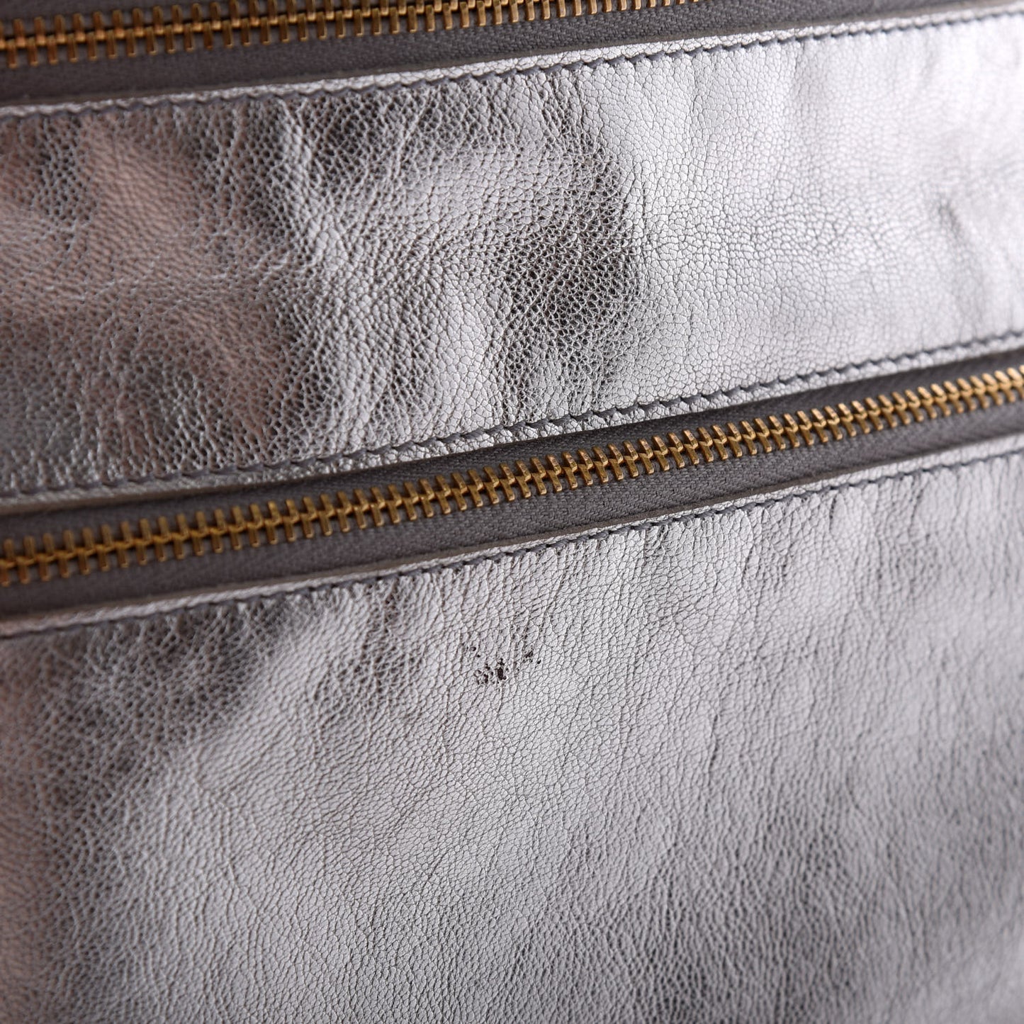 Metallic Calfskin Flap Clutch Silver