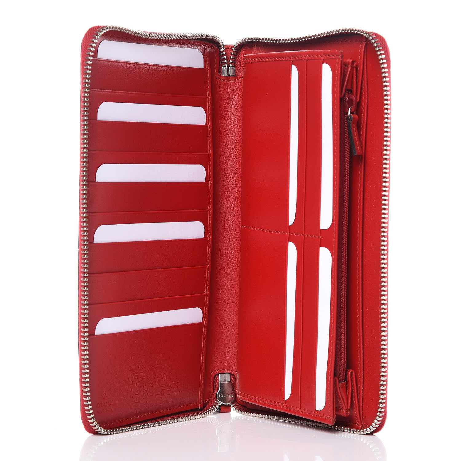 Gucci Guccissima Signature Zip Around Organizer Wallet Hibiscus Red 7 of 8
