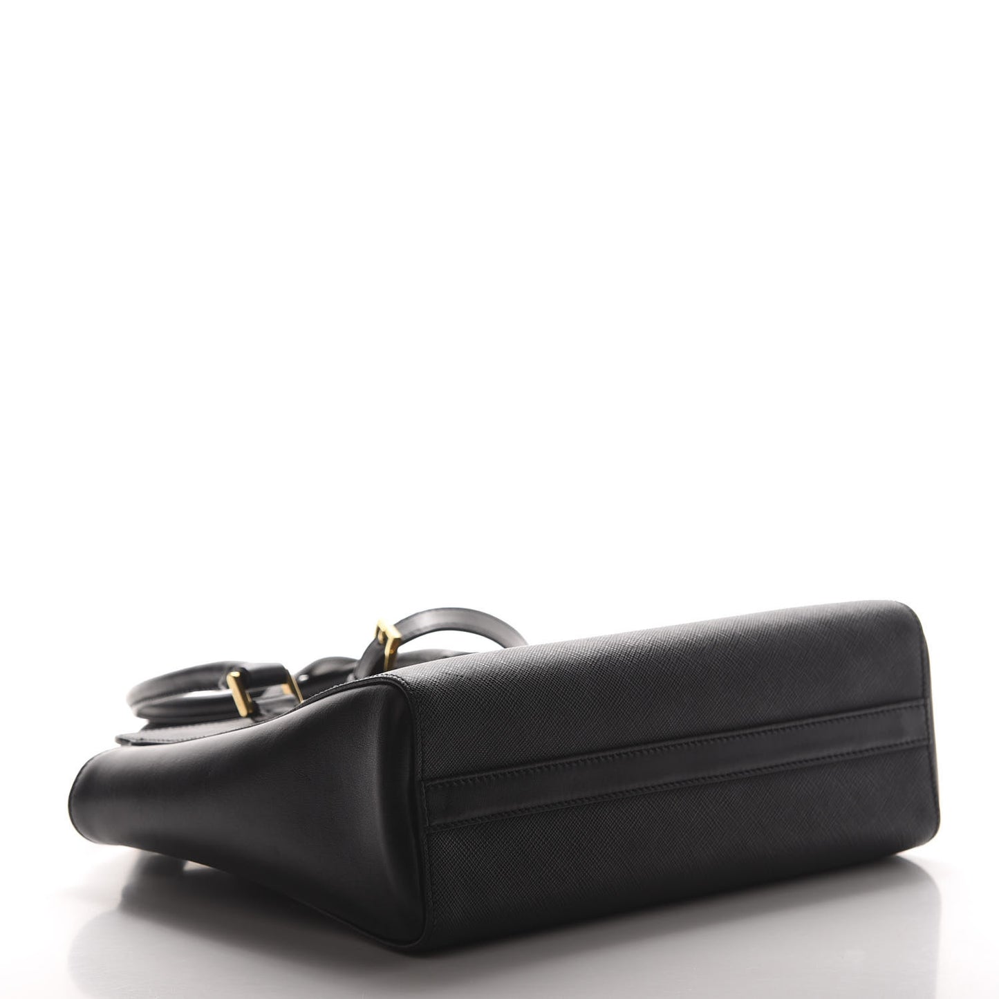 Saffiano Soft Calfskin Small Zippered Tote Black