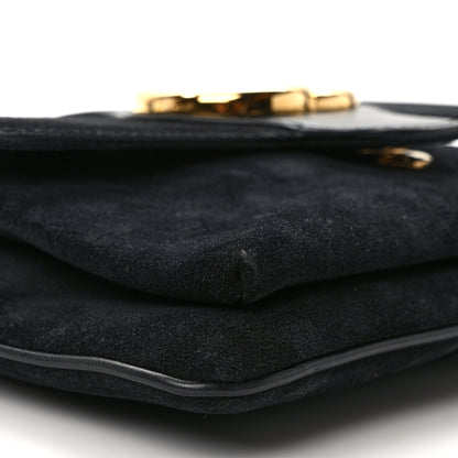 Gucci Suede Medium Arli Flap Shoulder Bag Black 9 of 13