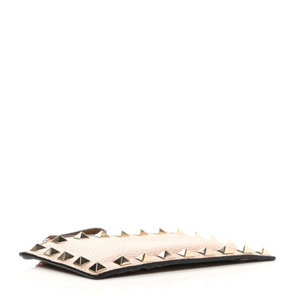 Valentino Garavani Pebbled Calfskin Rockstud Coin Case Card Holder Rose Cannelle 4 of 8