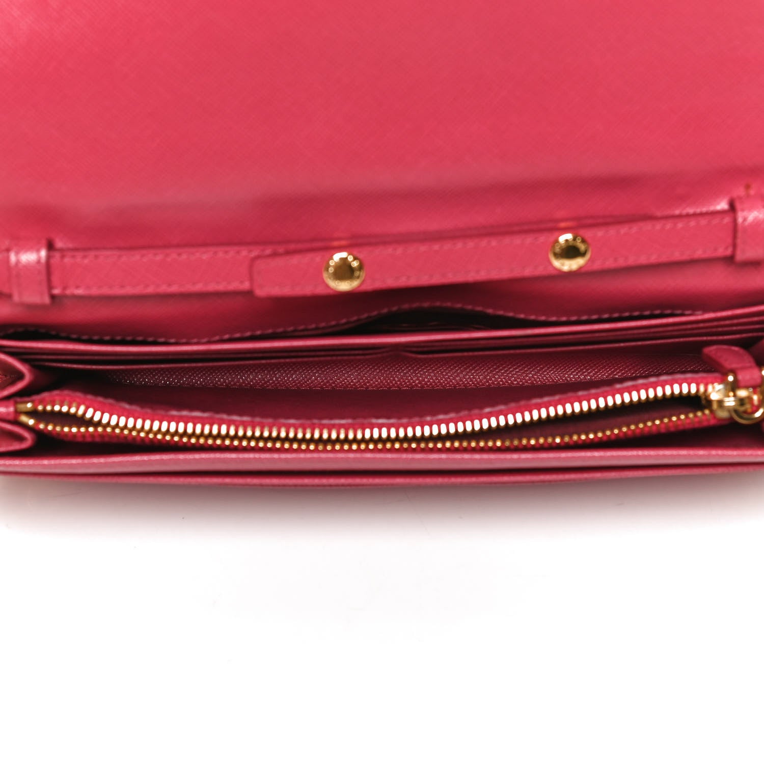 Prada Saffiano Metal Oro Chain Wallet Peonia 5 of 13