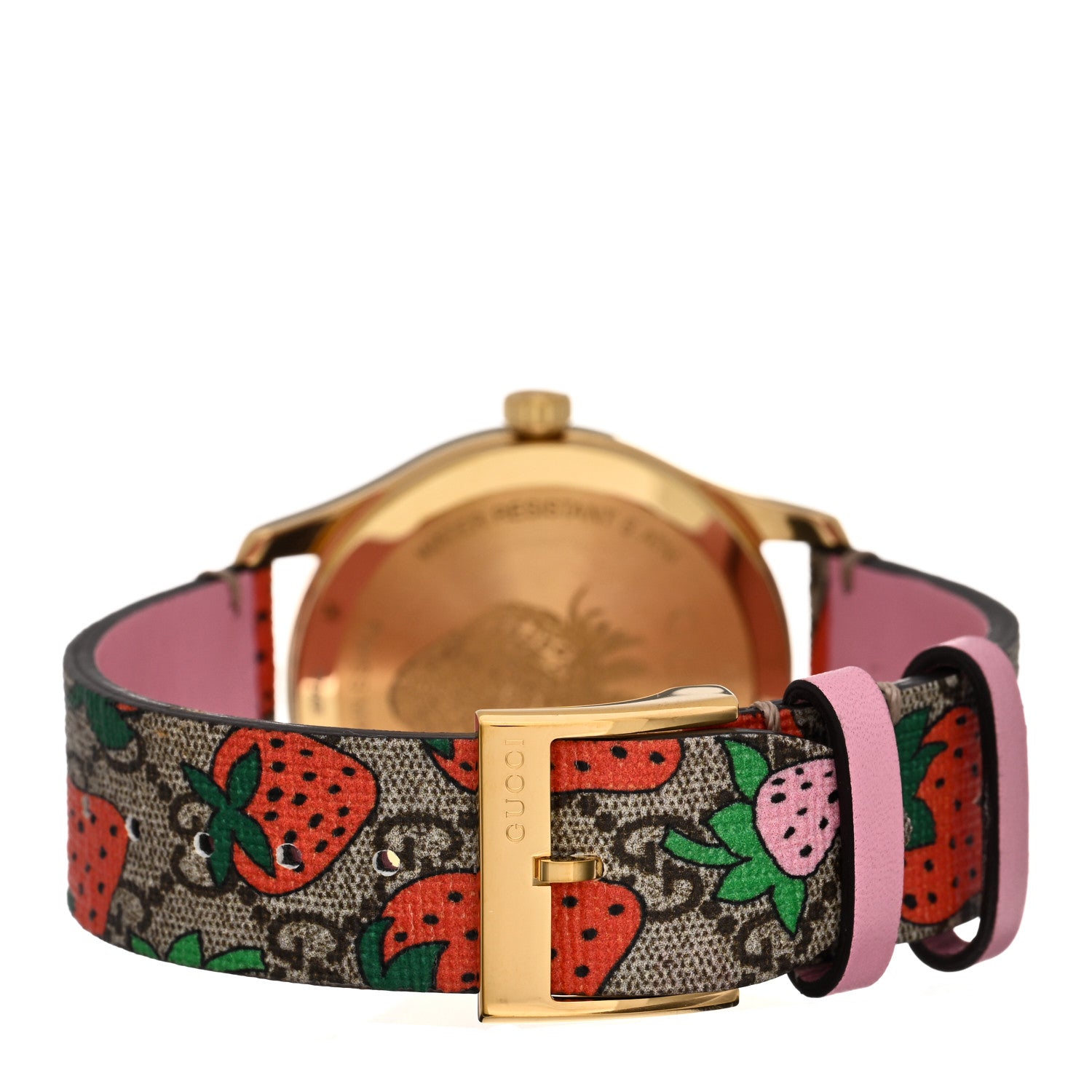 Gucci Stainless Steel Canvas 38mm G-Timeless GG Supreme Strawberry Quartz Watch Brown 3 of 4