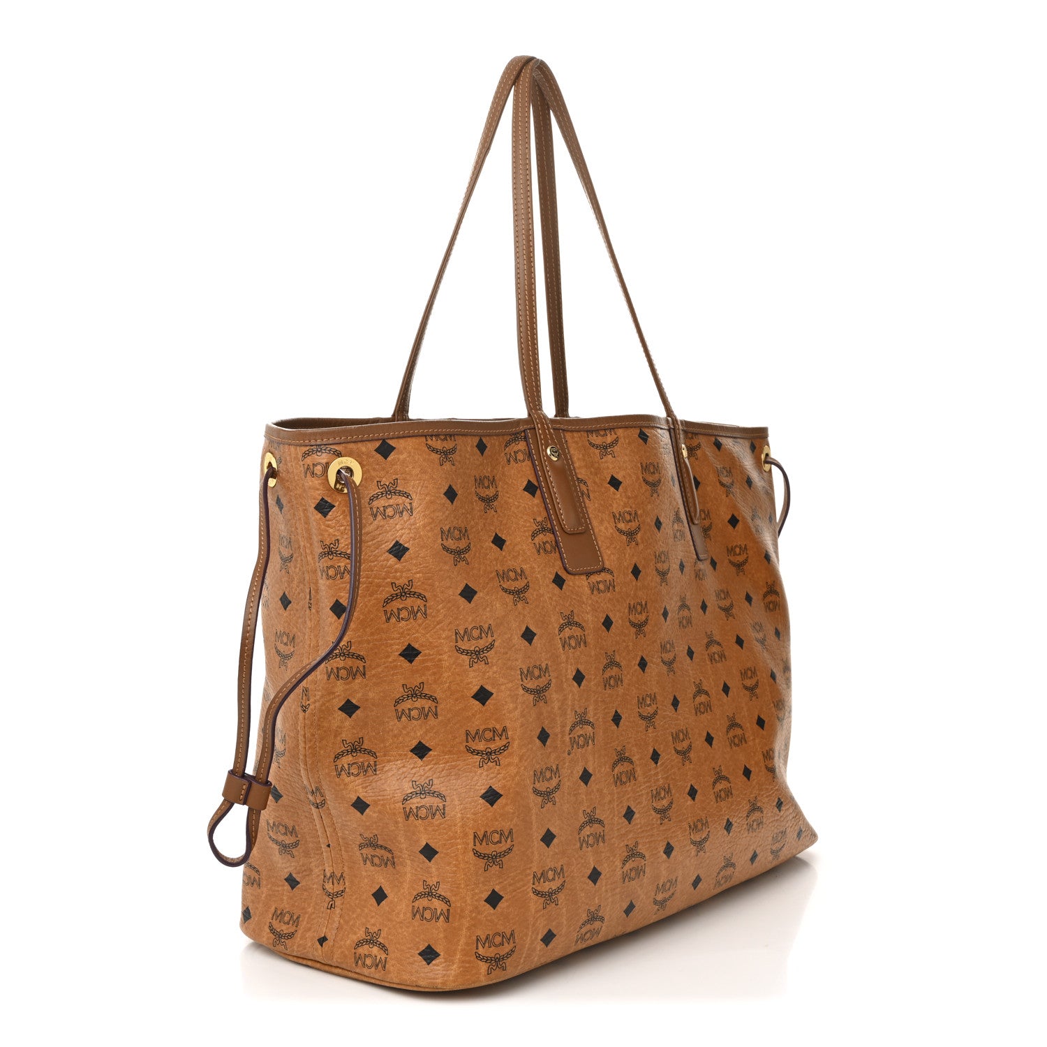 MCM Visetos Large Liz Reversible Shopper Tote Cognac 5 of 23