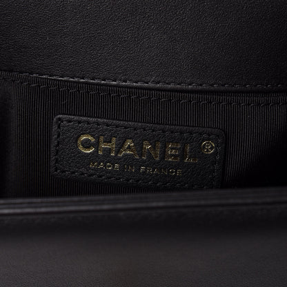 Chanel Calfskin Quilted Small Boy Top Handle Flap Black 9 of 11