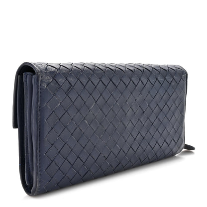 Bottega Veneta Nappa Intrecciato Continental Flap Wallet Dark Blue 3 of 16