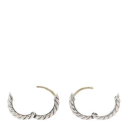 David Yurman Sterling Silver Sculpted Cable Micro Huggie Hoop Earrings 3 of 5