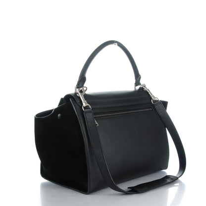 Celine Drummed Calfskin Suede Medium Trapeze Black 3 of 8