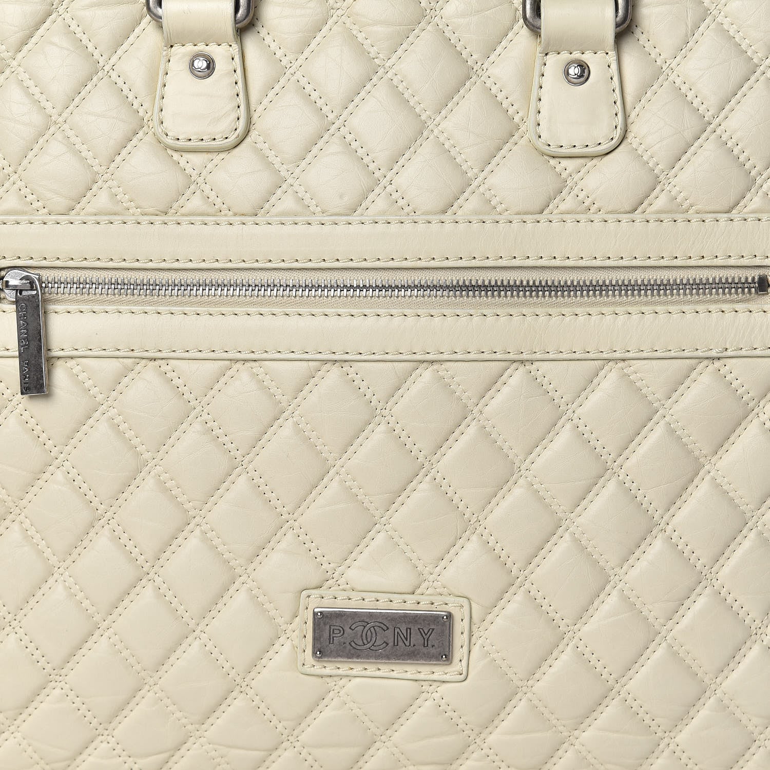 Chanel Aged Calfskin Quilted Paris New York PNY Laptop Bag Ivory 22 of 22