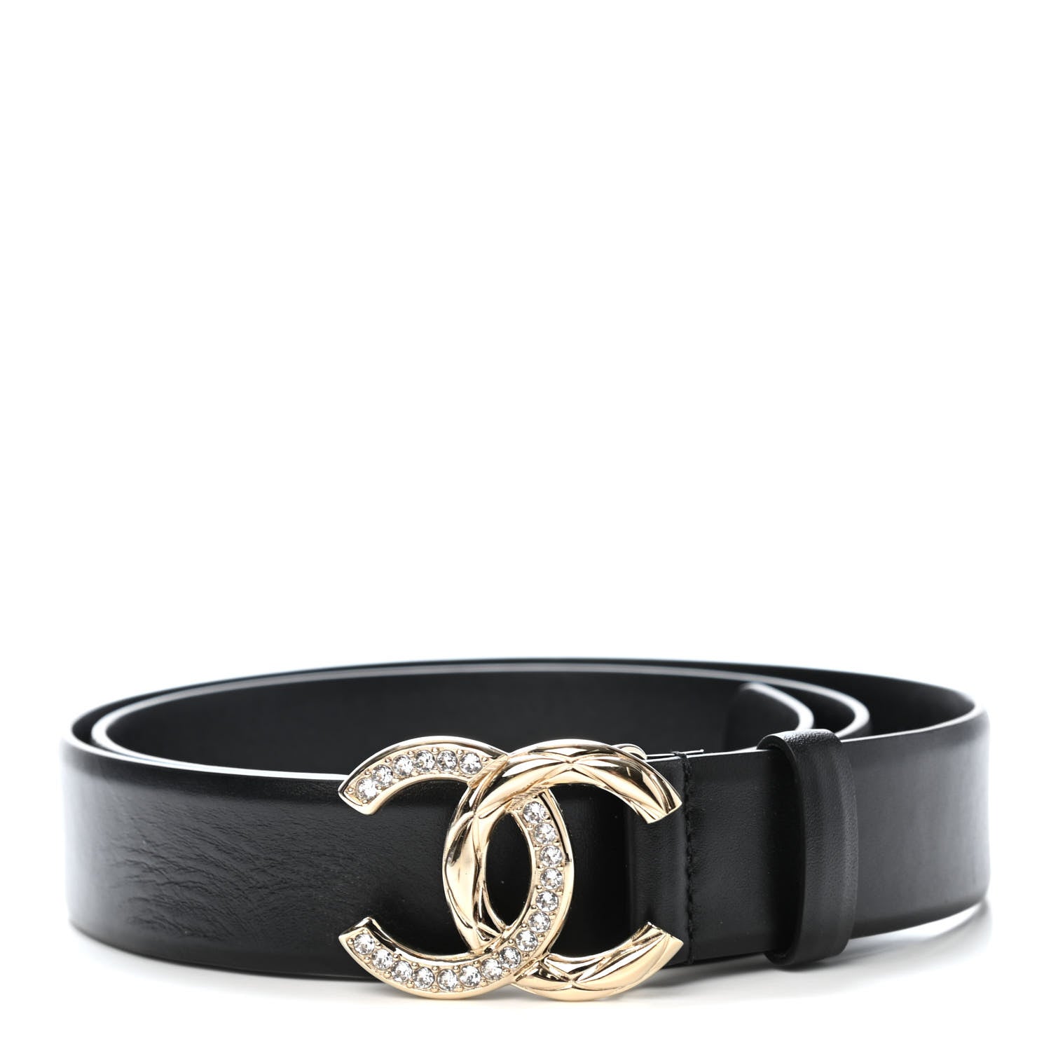 Chanel Calfskin Crystal Metal Quilted CC Belt 85 34 Black 1 of 4
