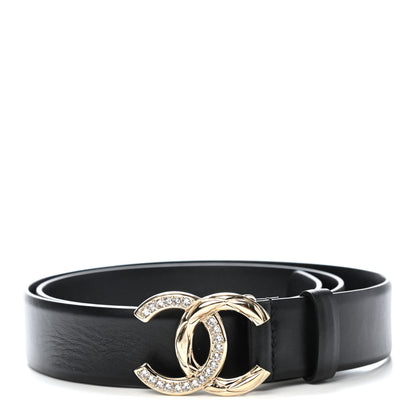 Chanel Calfskin Crystal Metal Quilted CC Belt 85 34 Black 1 of 4