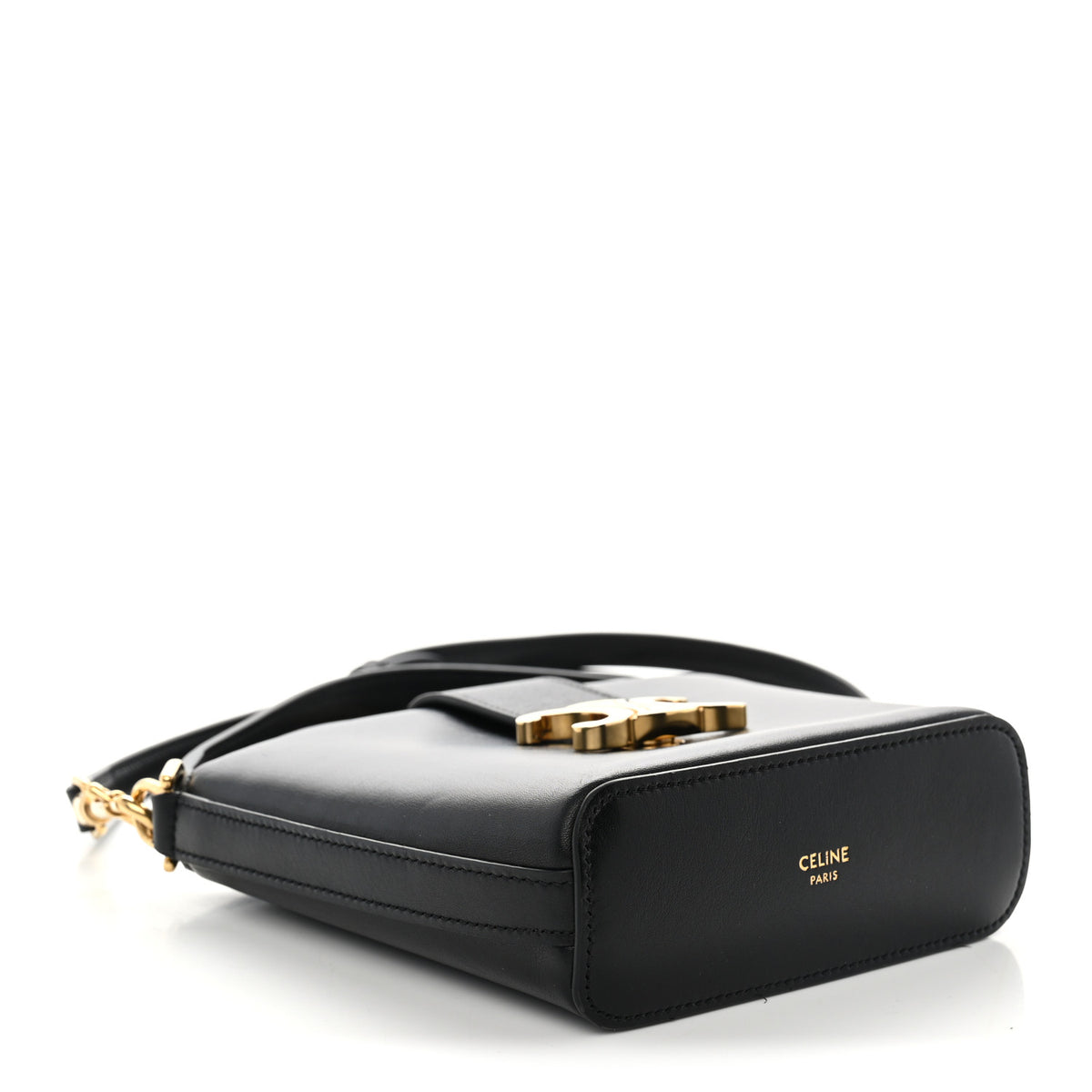Celine Smooth Calfskin Triomphe Mini Bucket Bag Black 4 of 9