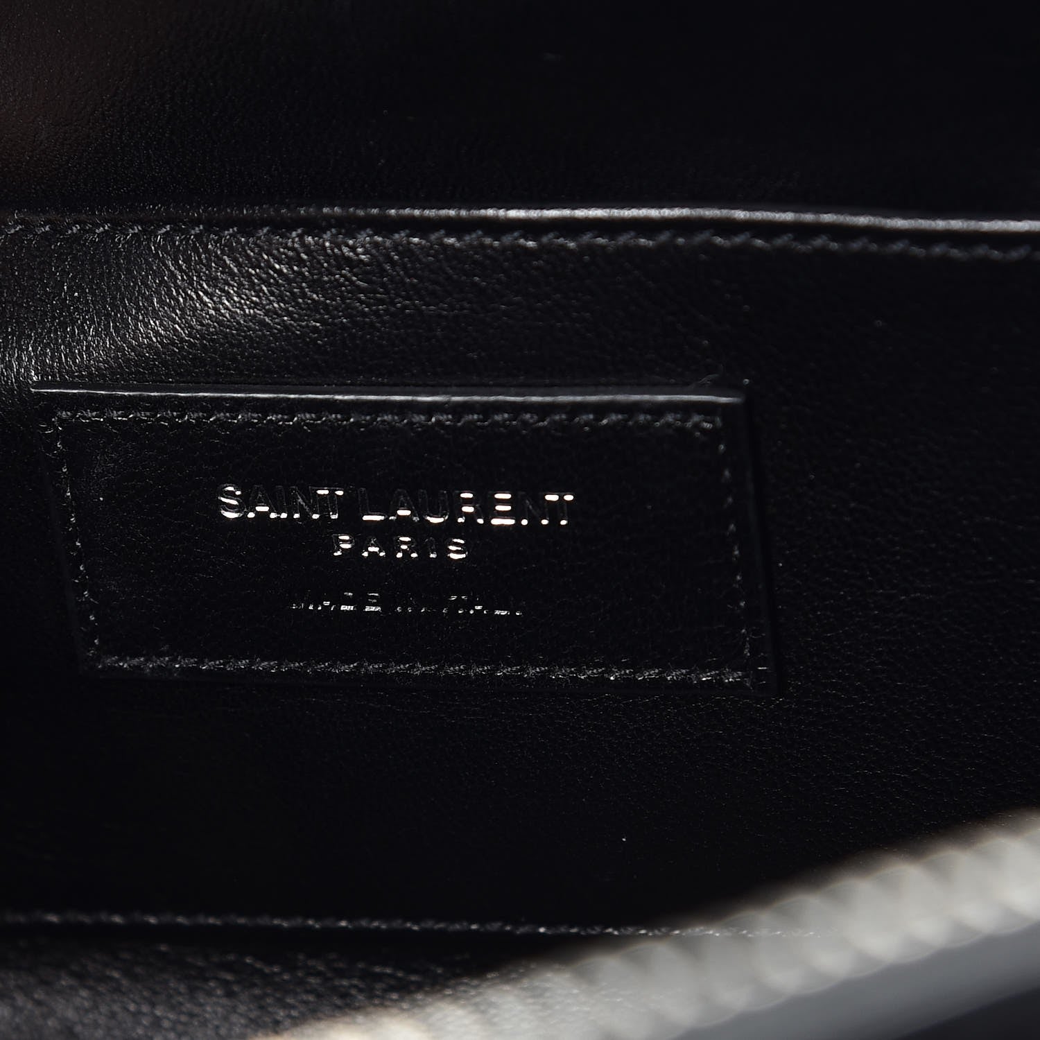 Saint Laurent Calfskin Croc Embossed Monogram Lunch Box Bag Black 6 of 6