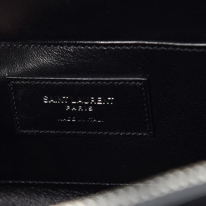 Saint Laurent Calfskin Croc Embossed Monogram Lunch Box Bag Black 6 of 6