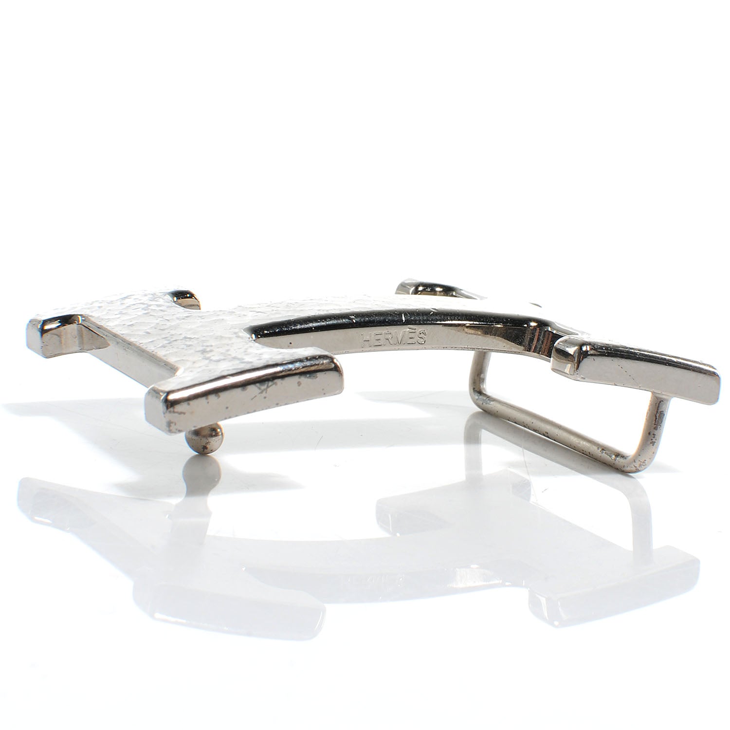 Hermes 32mm Palladium H Belt Buckle Martelee Silver 3 of 4
