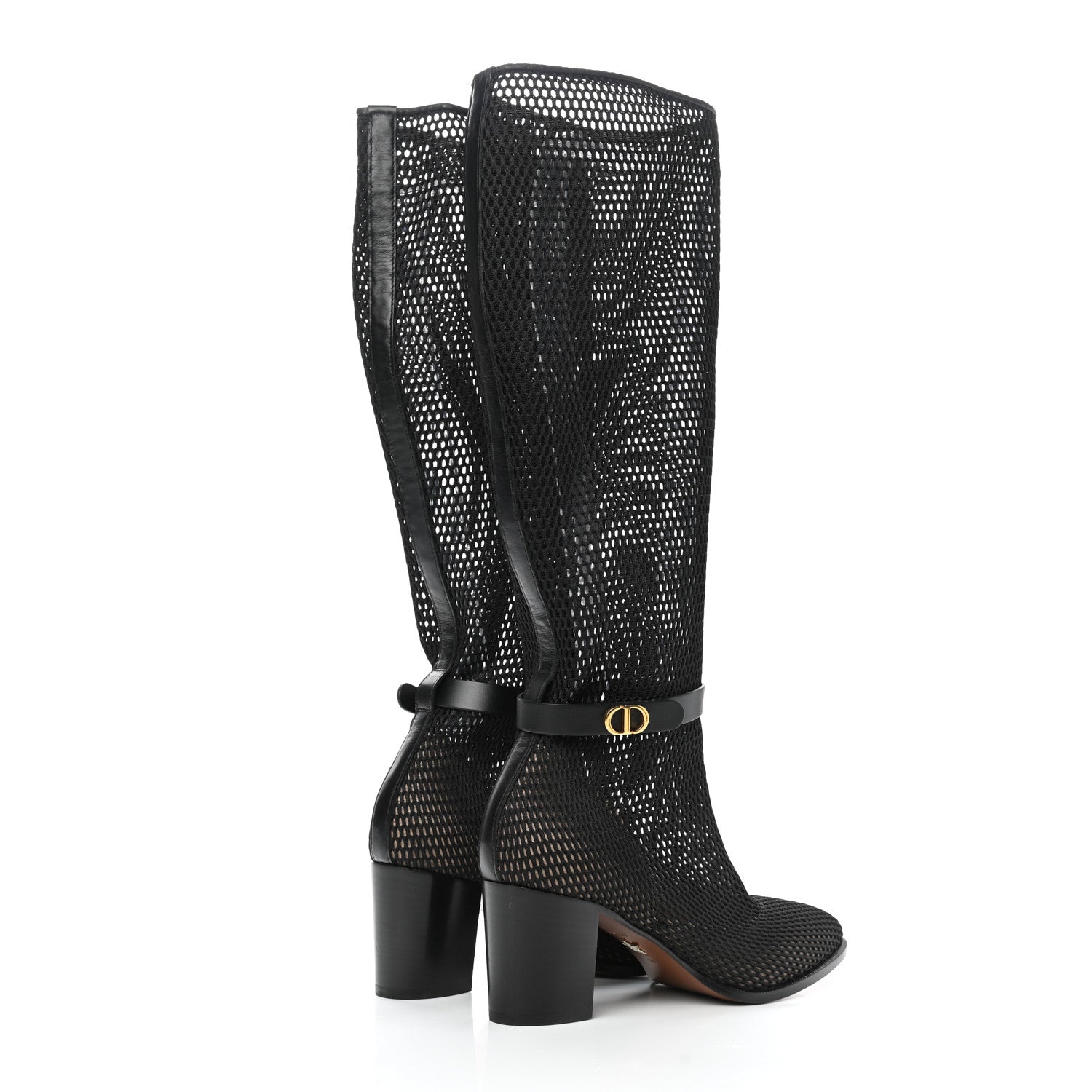 Christian Dior Calfskin Resille Empreinte High Boots 38.5 Black 4 of 10