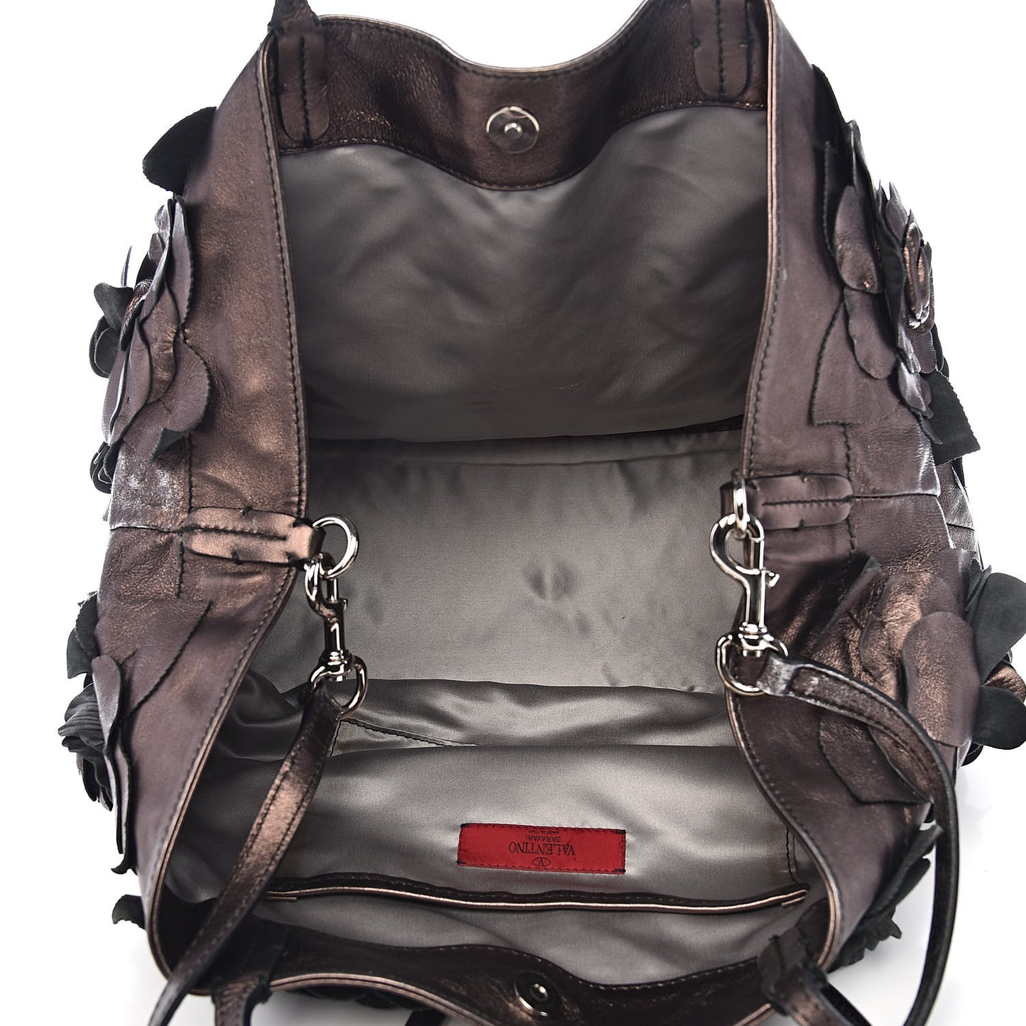 Metallic Nappa Floral Tote