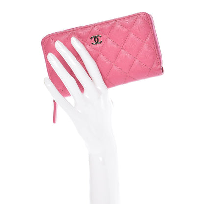 Chanel Caviar Quilted Small Zip Around Wallet Pink 2 of 9
