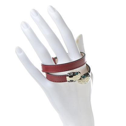 Bulgari Calfskin Serpenti Forever Double Coil Bracelet S Ruby Red 2 of 6