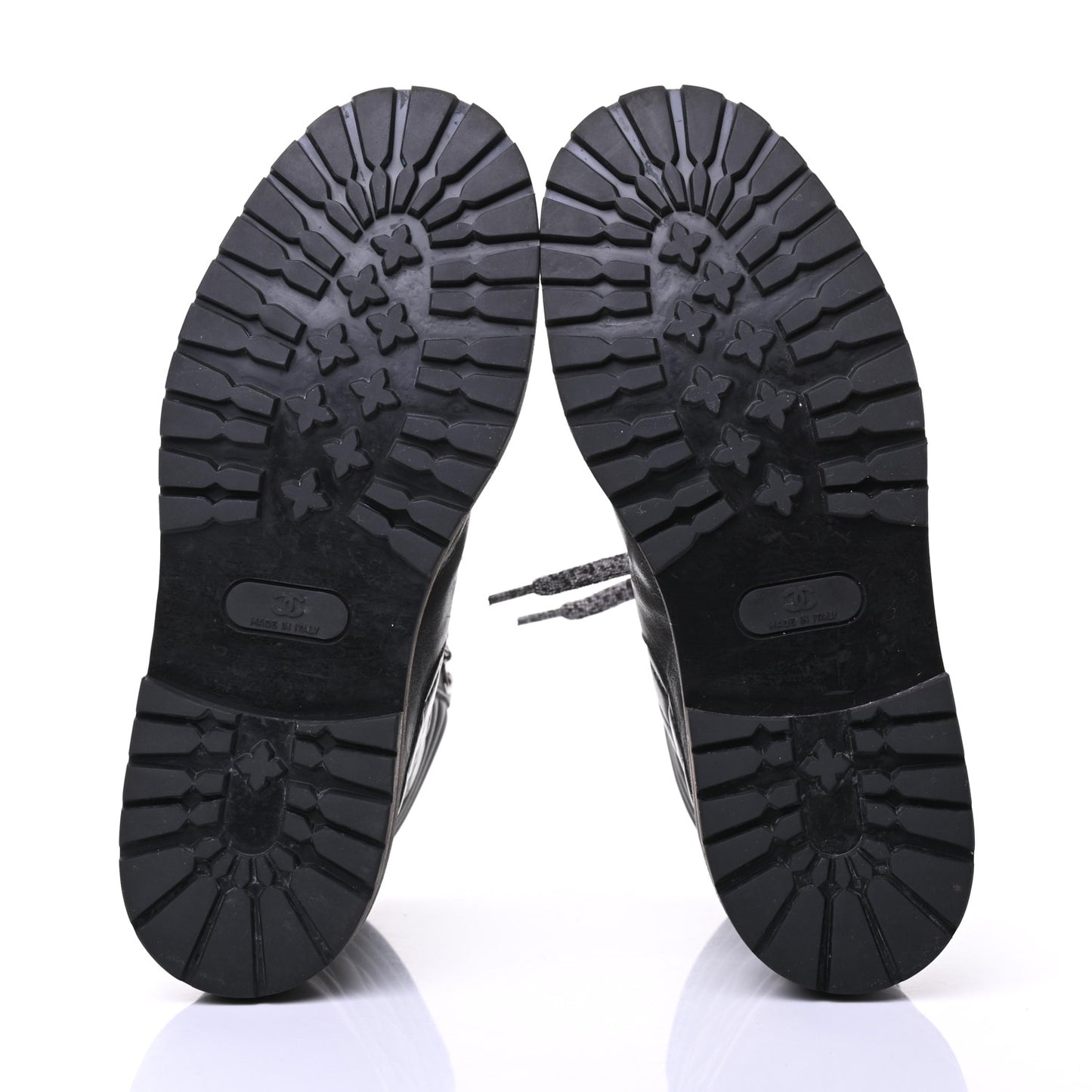 Lambskin Quilted Lace Up Boots 39.5 Grey