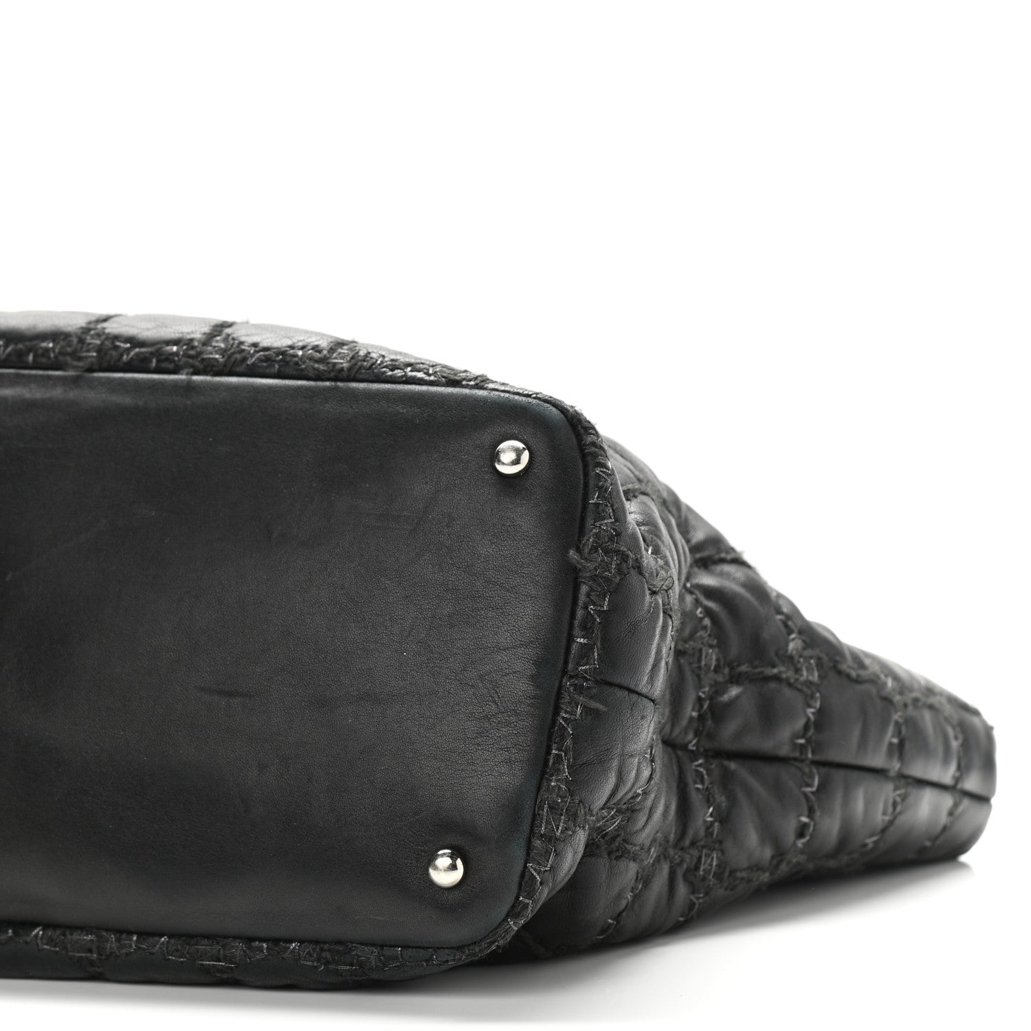 Chanel Lambskin Tweed Double Stitch Tote Black 10 of 10