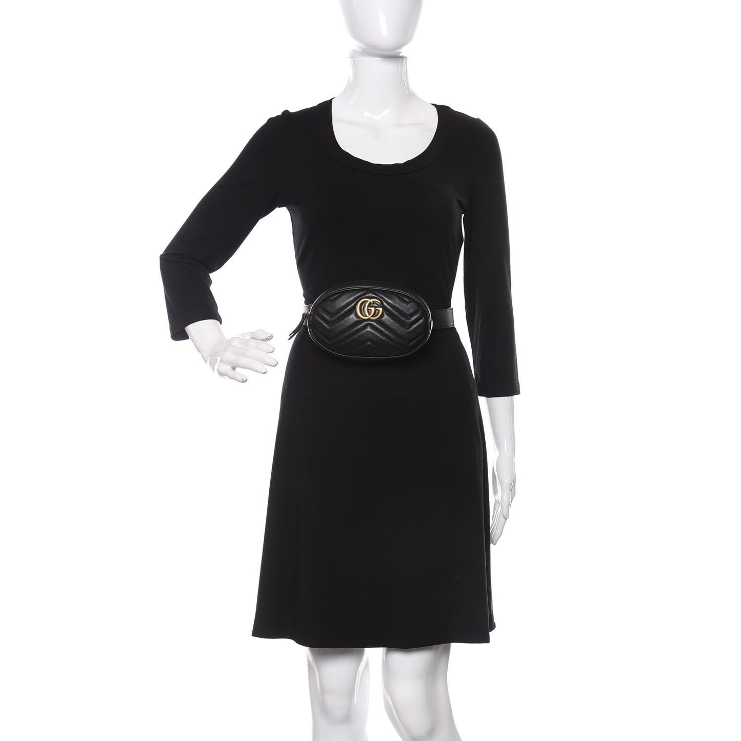 Calfskin Matelasse GG Marmont Belt Bag 85 34 Black