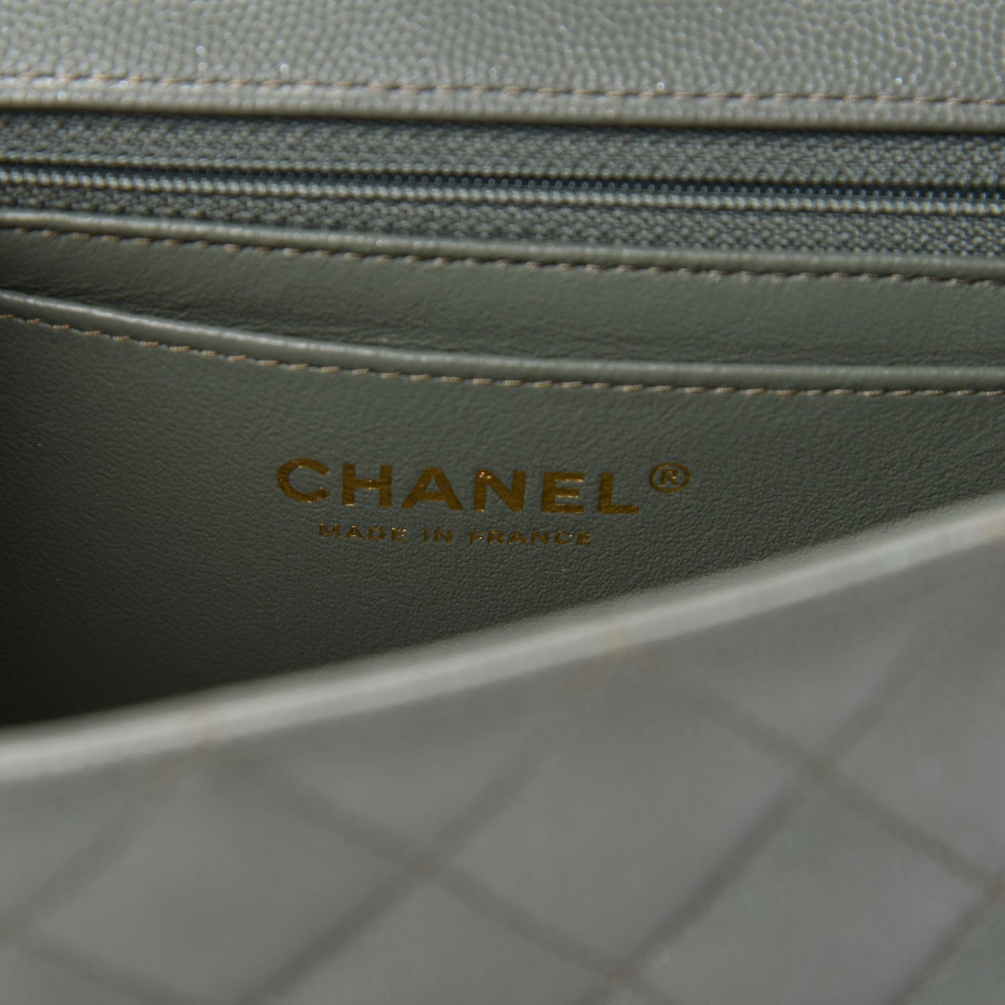 Iridescent Caviar Quilted Mini Rectangular Flap Green