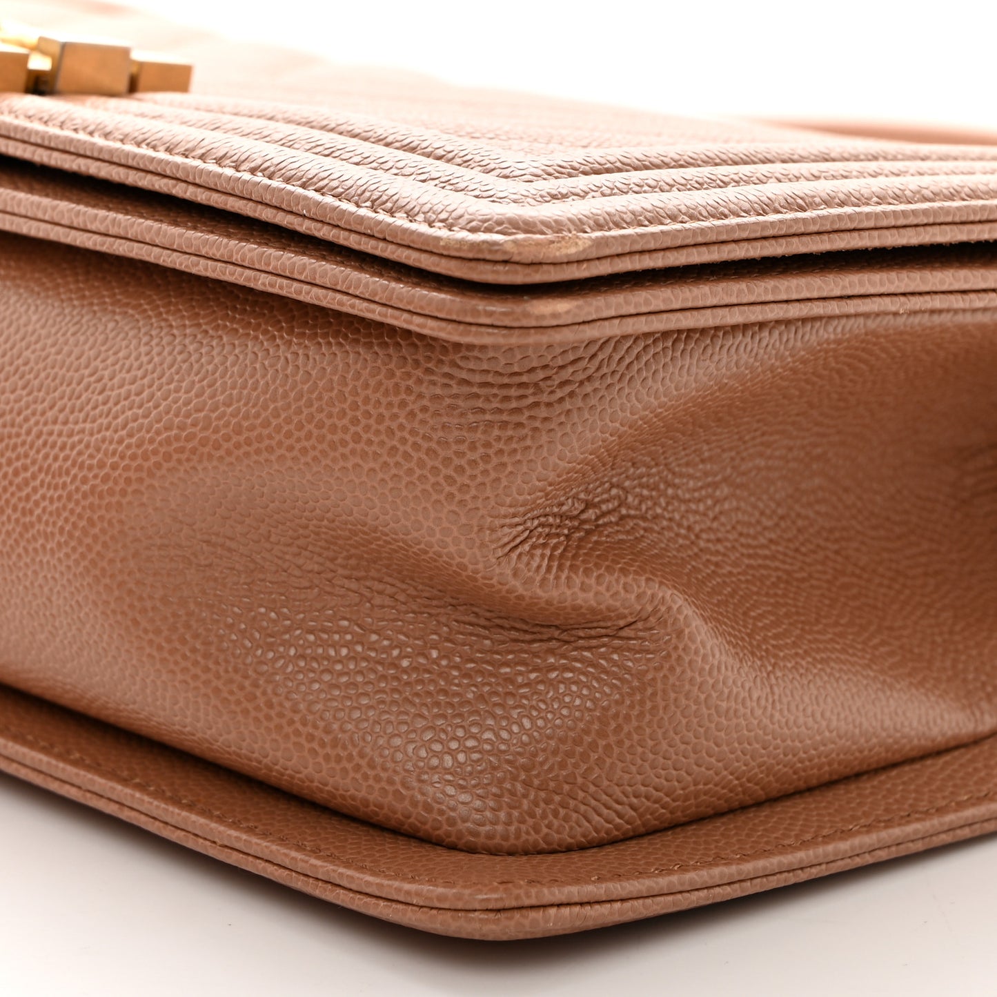 Caviar Chevron Quilted Medium Boy Flap Brown