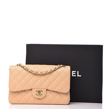 Chanel Caviar Quilted Jumbo Double Flap Beige Clair 14 of 14