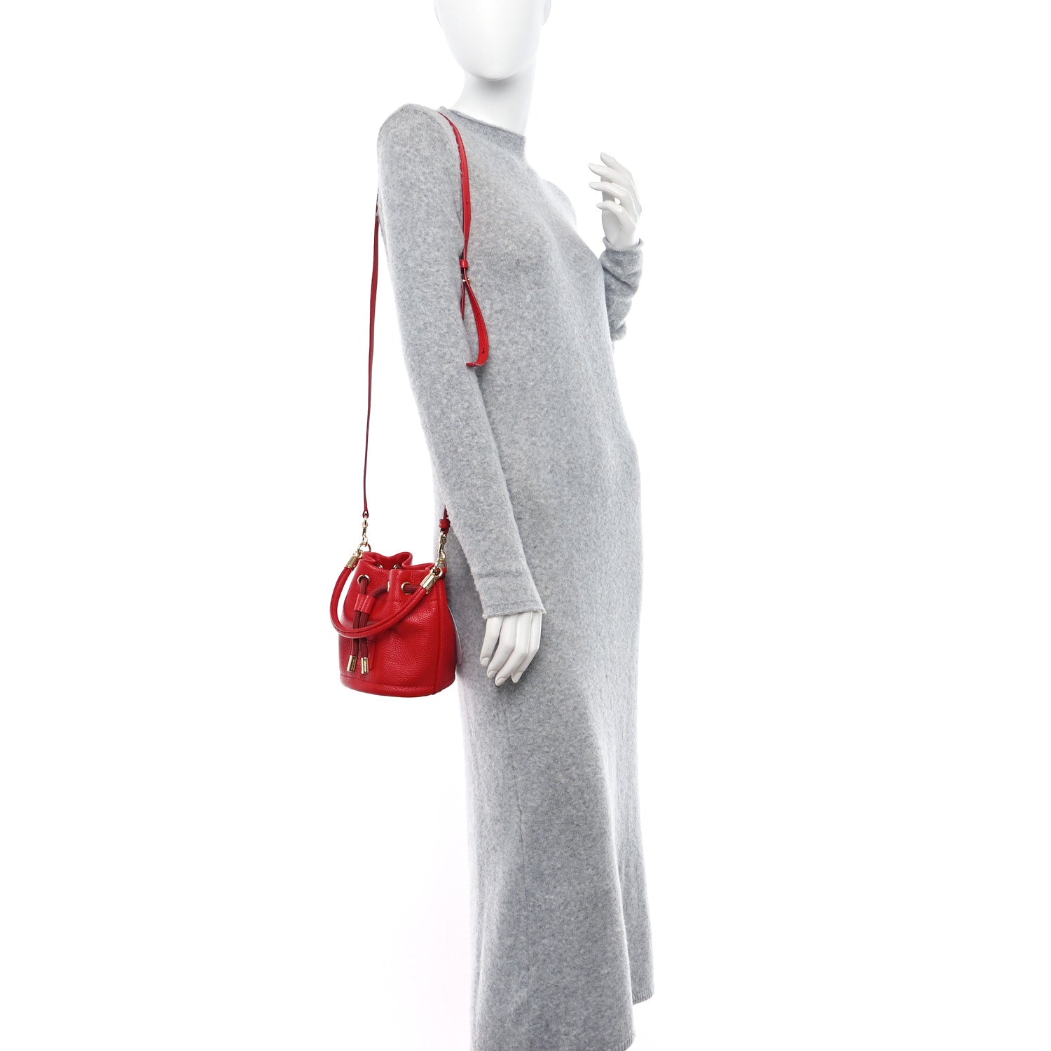 Marc Jacobs Grained Calfskin The Mini Bucket Bag True Red 2 of 8