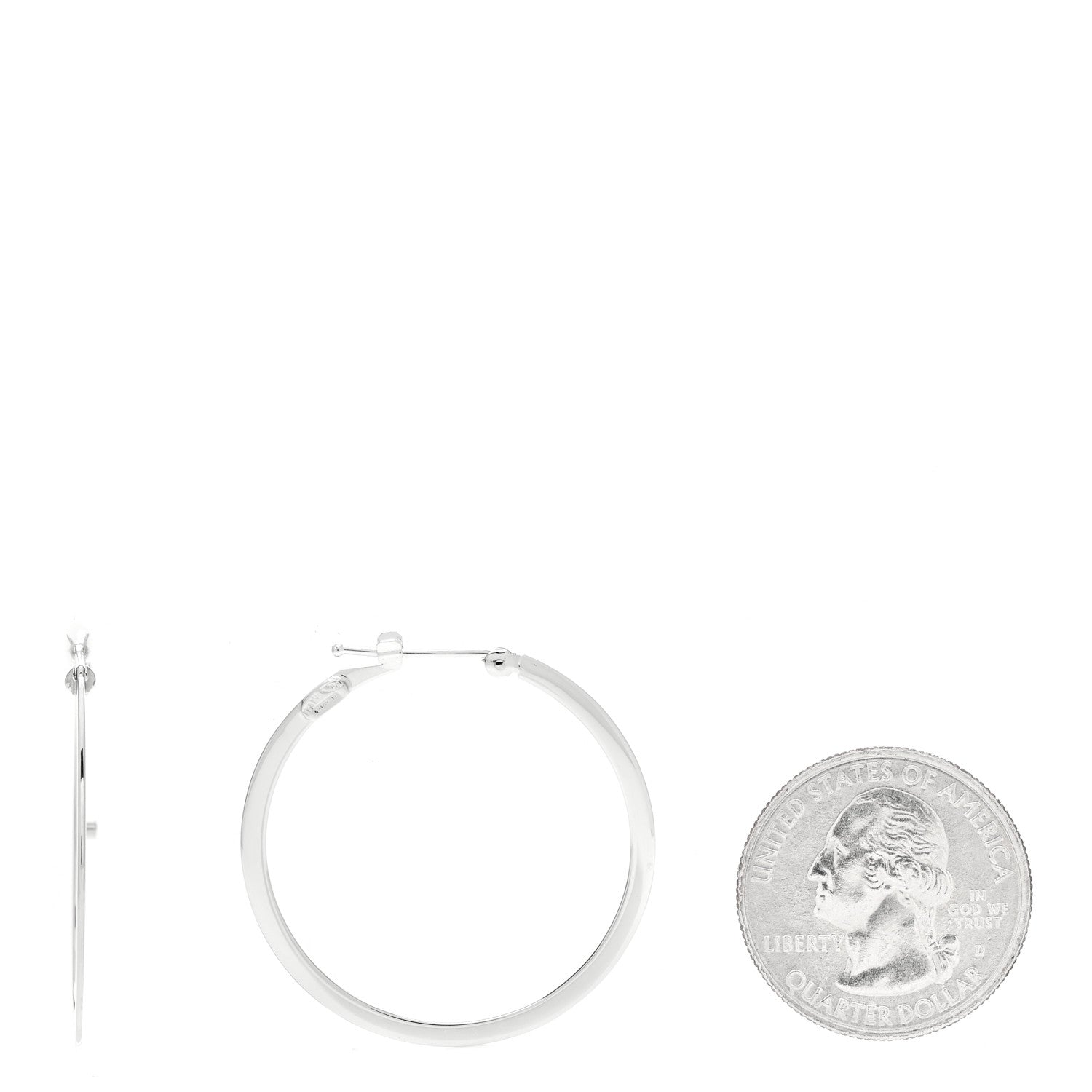 Roberto Coin 18K White Gold Flat Hoop Earrings 2 of 3