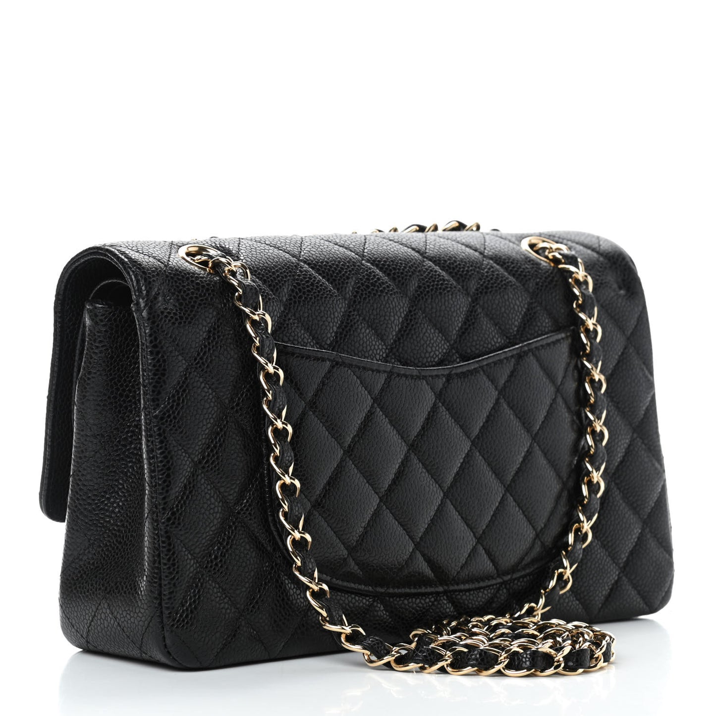 Caviar Quilted Medium Double Flap Black