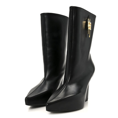 Givenchy Calfskin G Lock 80mm Wedge Low Boots 38 Black 4 of 10