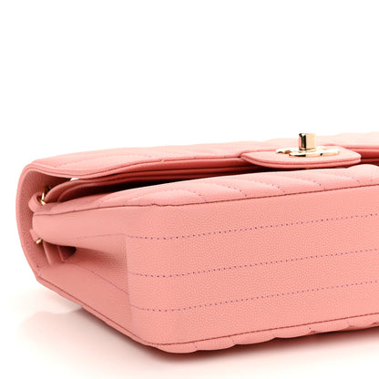Chanel Caviar Chevron Quilted Small Double Flap Pink 9 of 10