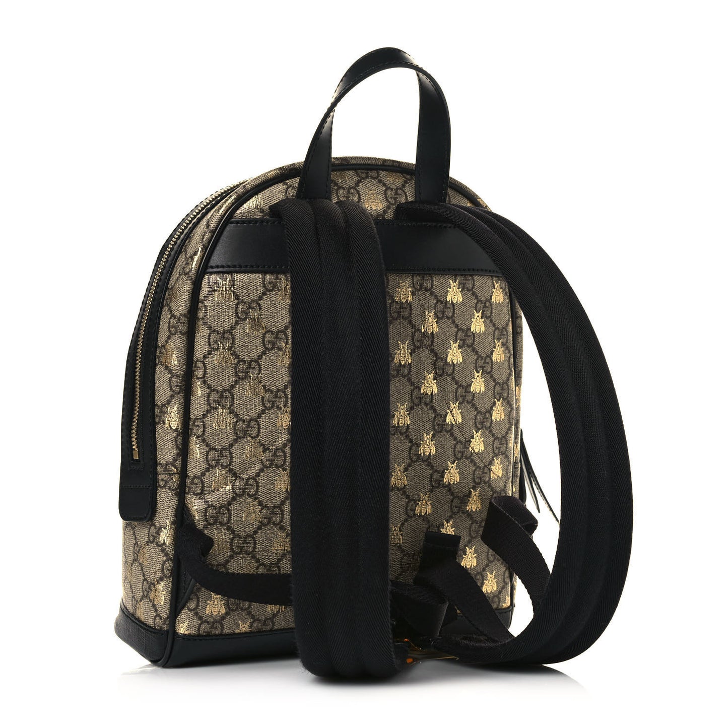 GG Supreme Monogram Bees Print Small Day Backpack Beige Oro Black