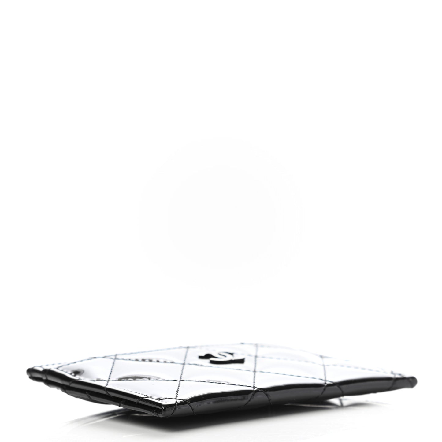 Patent Calfskin Quilted Card Holder So Black