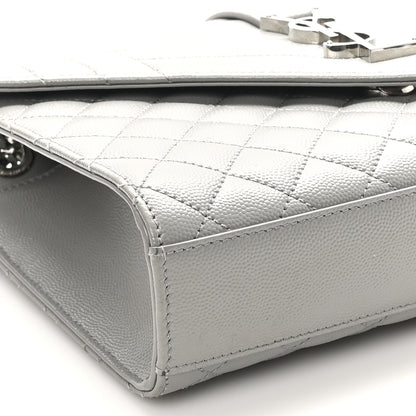 Saint Laurent Grain De Poudre Textured Mixed Matelasse Medium Triquilt Monogram Satchel  New Stone Grey 8 of 12
