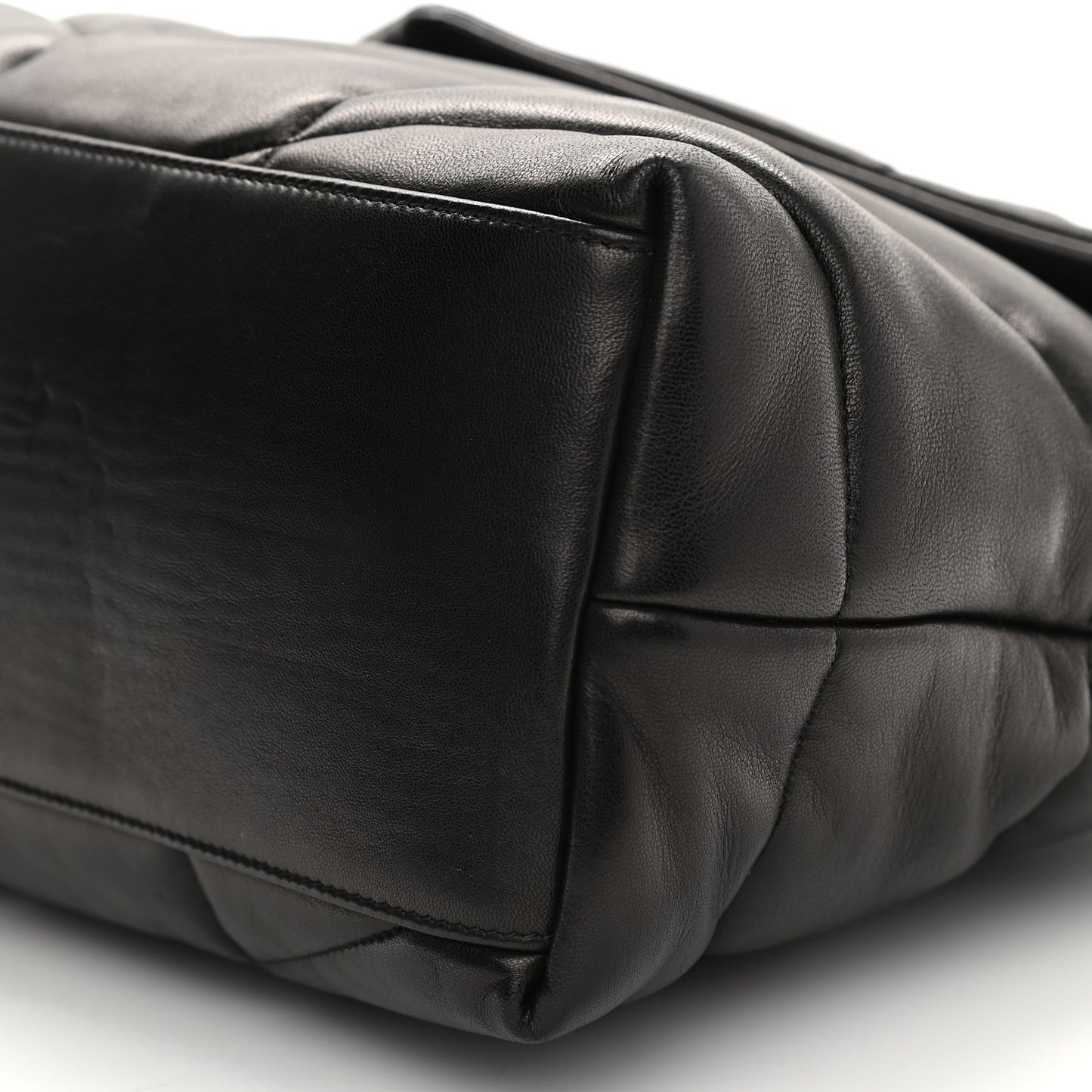 Lambskin Quilted Medium Loulou Puffer Monogram Chain Satchel Black
