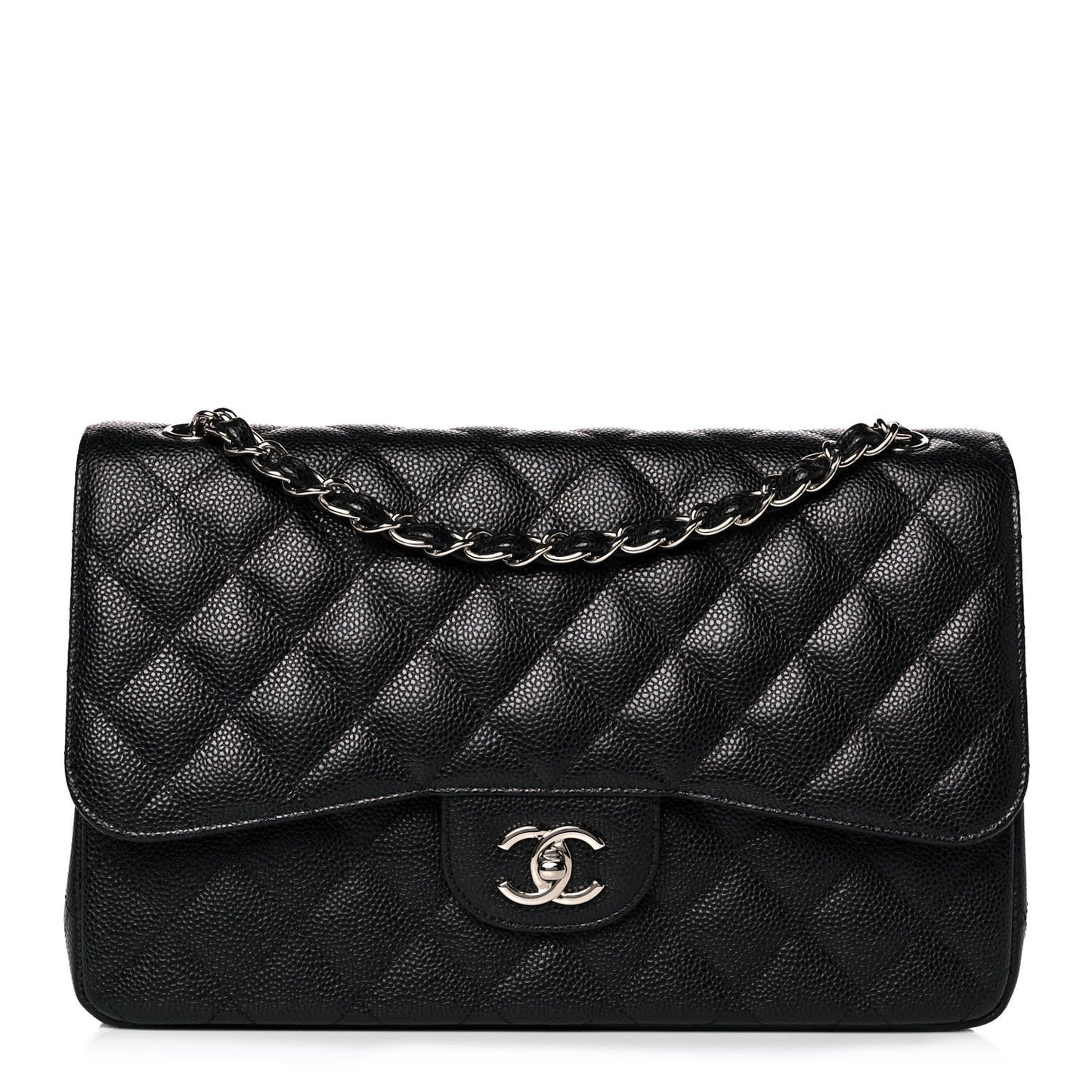 Caviar Quilted Jumbo Double Flap Black