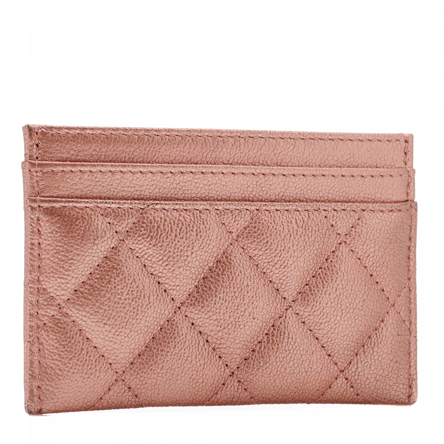 Metallic Caviar Quilted Reissue Card Holder Rose Gold