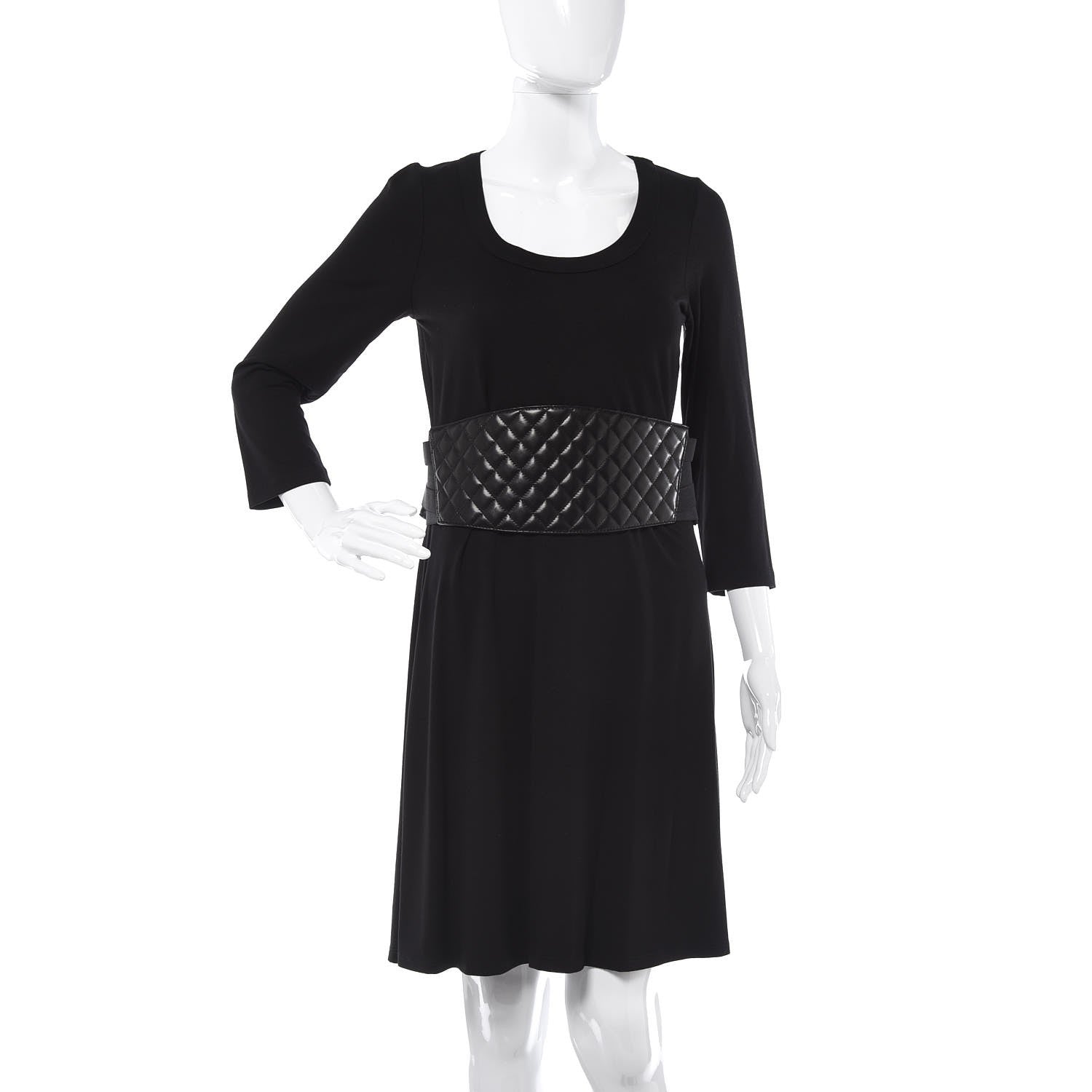 Chanel Lambskin Quilted Wide Belt M Black 2 of 7