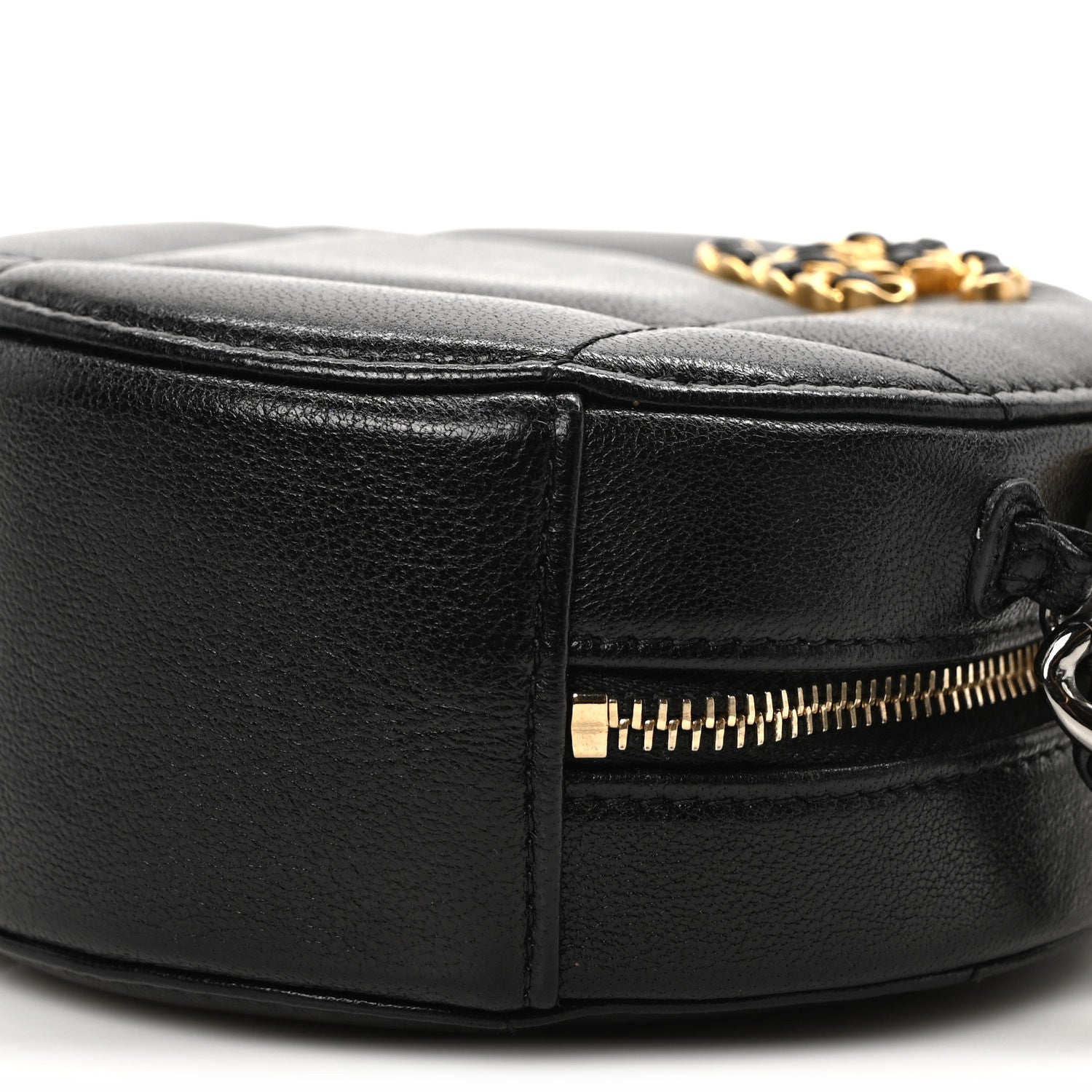 Chanel Shiny Goatskin Quilted Chanel 19 Round Clutch With Chain  Black 9 of 9