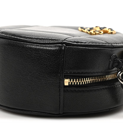 Chanel Shiny Goatskin Quilted Chanel 19 Round Clutch With Chain  Black 9 of 9