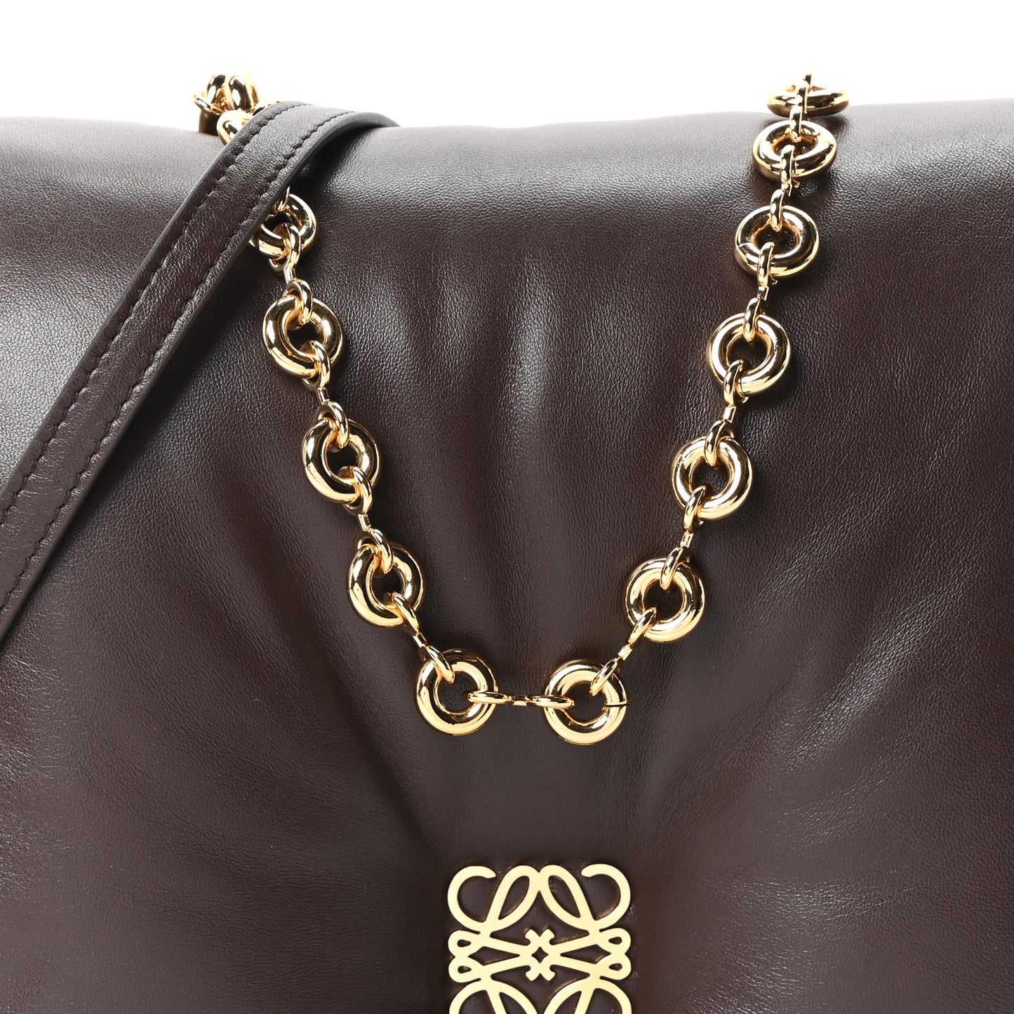 Lambskin Goya Puffer Bag Dark chocolate