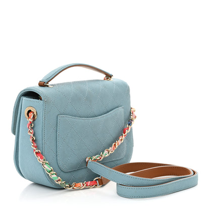 Chanel Grained Calfskin Quilted Small Cuba Top Handle Flap Blue 3 of 12