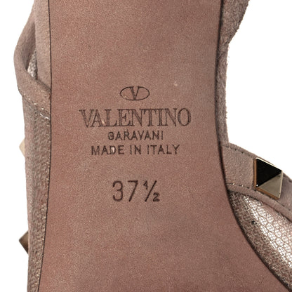 Valentino Garavani Mesh Point d'Esprit Rockstud Half D'Orsay Slingback 85mm Pumps 37.5 Rose Cannelle 6 of 8