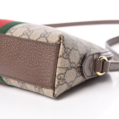 Gucci GG Supreme Monogram Textured Dollar Calfskin Web Small Ophidia Dome Shoulder Bag Beige Ebony New Acero 6 of 10