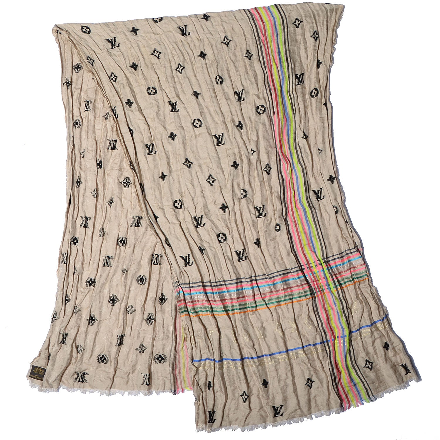 Louis Vuitton Monogram Silk Linen Cheche Bohemian Scarf 4 of 5