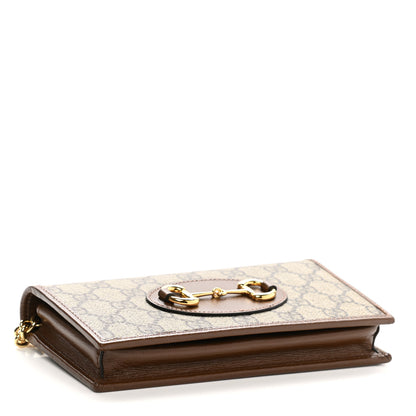 Gucci GG Supreme Monogram Azalea Calfskin Horsebit 1955 Wallet On Chain Beige Ebony Brown Sugar 4 of 11
